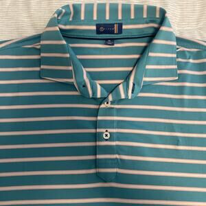 Stitch Blue Stripe Short Sleeve Performance Golf Polo Mens XL *Read Description*